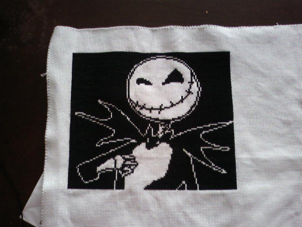Jack from The Nightmare Before Christmas, I am in love with this movie.  I plan on also doing the stitch of Zero that is posted in the same topic as this one.  Pattern available here http://www.spritestitch.com/forum/viewtopic.php?f=5&amp;t=529