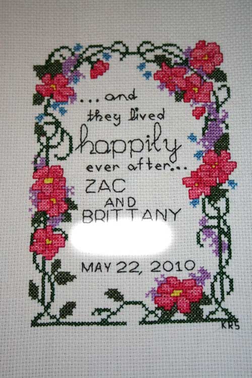 General view of the finished cross stitch.