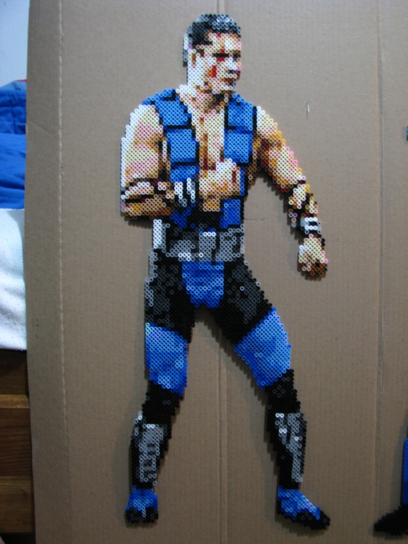 My actual first Arcade version MK3 Sub-Zero &quot;turning around&quot; animation perler bead sprites.