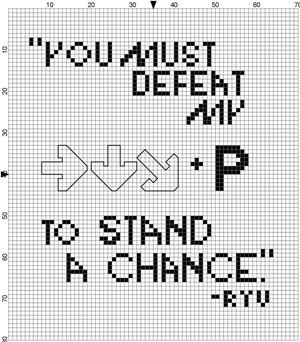 Ryu Shoryuken Victory Quote<br />5x7, 14 count aida cloth, DMC