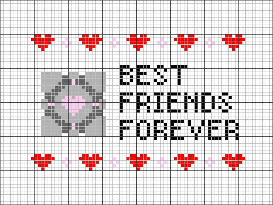 #321 red, #310 black., #318 light grey, #3799 dark grey, #604 pink