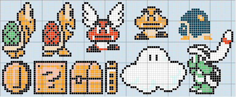 Super Mario Bros 3 Enemies Pattern Sprite Stitch