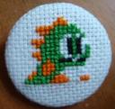 bubble bobble cross stitch pin