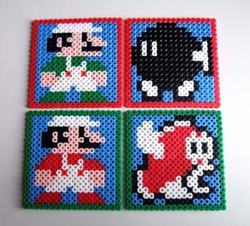 Mario perler bead coasters