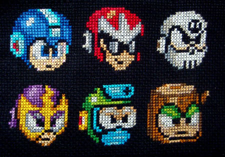 Megaman and Bosses Cross Stitch