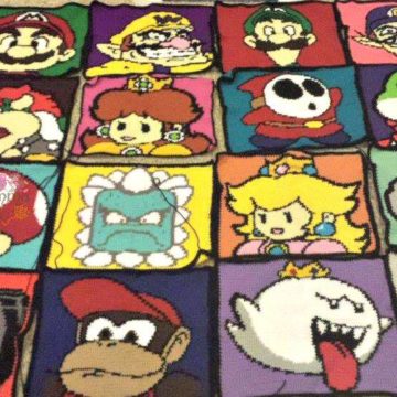 Mario Kart Characters Crochet Blanket