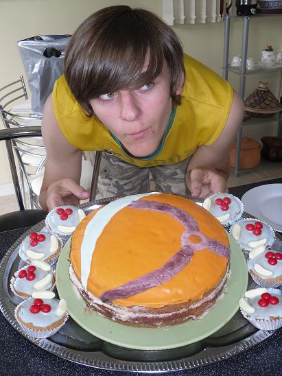 (A very unattractive) Me with the cake